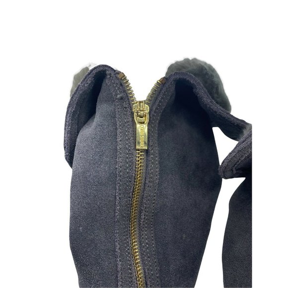 Colin Stuart Size 6 B Gray Suede Fur Lined Knee High Tall Boots - Picture 4 of 12